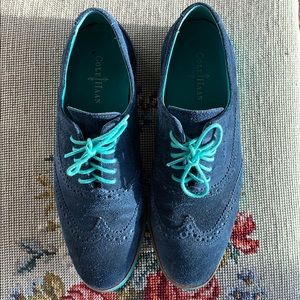 SZ 7 Cole Haan Blue Suede Oxford
